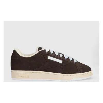 Semišové sneakers boty Reebok Club C hnědá barva, HP6471-brown