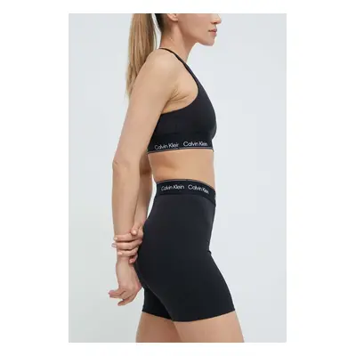 Tréninkové šortky Calvin Klein Performance černá barva, s potiskem, high waist