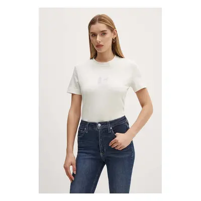 Bavlněné tričko Calvin Klein Jeans béžová barva, J20J223908