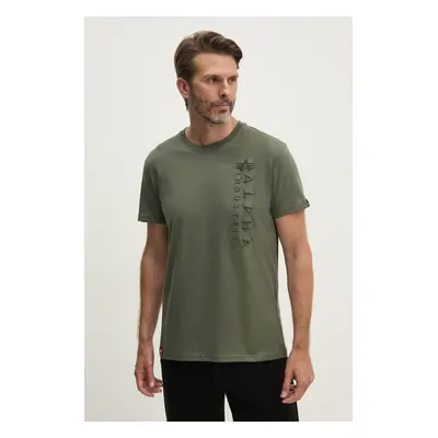 Bavlněné tričko Alpha Industries zelená barva, 138500