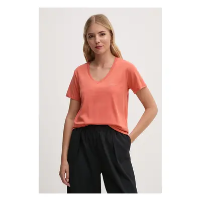 Bavlněné tričko Pepe Jeans FIORE V NECK oranžová barva, PL505948