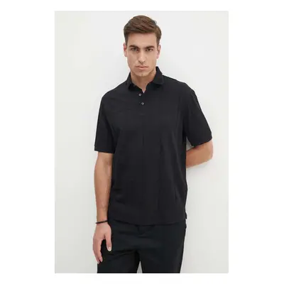 Bavlněné polo tričko Armani Exchange černá barva, 6DZFLJ ZJ2ZZ