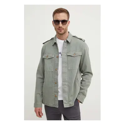 Džínová bunda Pepe Jeans EATON COLOUR FIELD JACKET pánská, zelená barva, přechodná, PM403000