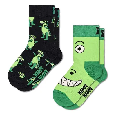 Dětské ponožky Happy Socks Kids Dino Socks 2-pack zelená barva