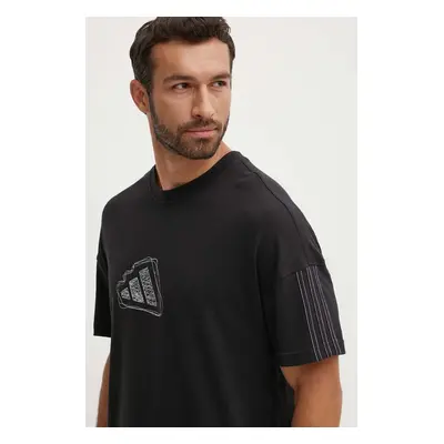 Bavlněné tričko adidas All SZN černá barva, s aplikací, IX1255