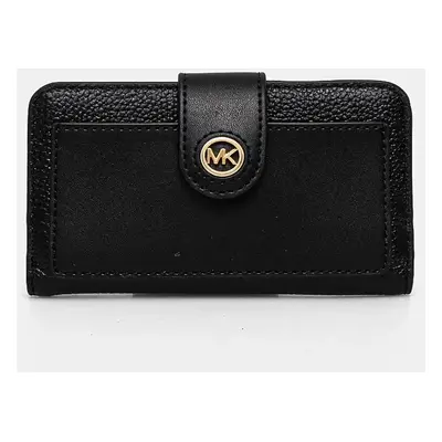 Kožená peněženka MICHAEL Michael Kors černá barva, 32S4G0KF6L