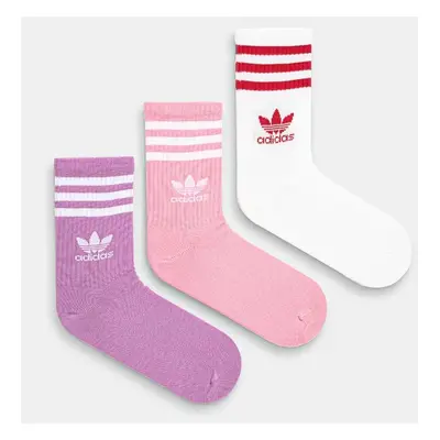 Ponožky adidas Originals 3-pack dámské, růžová barva, IX7510