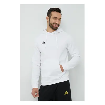 Mikina adidas Performance pánská, bílá barva, s kapucí, hladká, HG6302