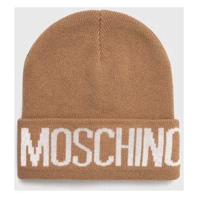 Čepice z vlněné směsi Moschino hnědá barva, z husté pleteniny, M5672 60102