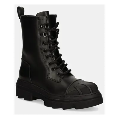 Kožené workery Furla Gum Army Boot dámské, černá barva, na plochém podpatku, YI60FGU BX3508 O600