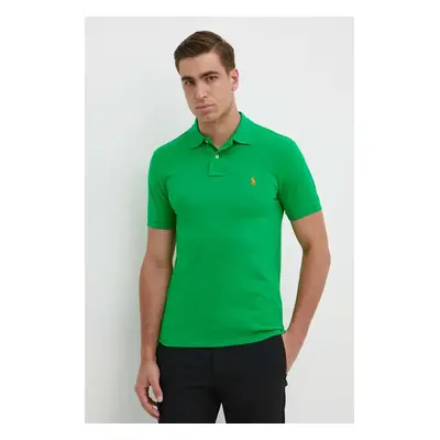 Bavlněné polo tričko Ralph Lauren zelená barva, 710536856