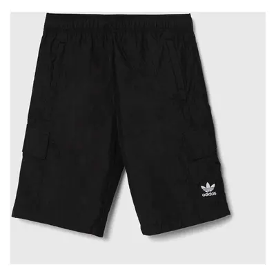 Dětské kraťasy adidas Originals CARGO SHORTS černá barva, hladké, nastavitelný pas, IW3501