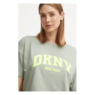 Bavlněné tričko Dkny zelená barva, DP4T9945