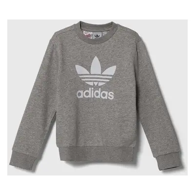 Dětská mikina adidas Originals TREFOIL CREW šedá barva, s potiskem, IY7436