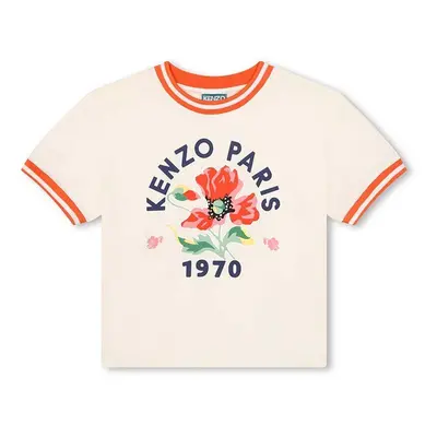 Dětské bavlněné tričko Kenzo Kids béžová barva, K60557