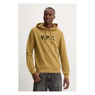 Bavlněná mikina A.P.C. hoodie standard grand vpc GOTS zelená barva, s kapucí, s aplikací, COHBN.