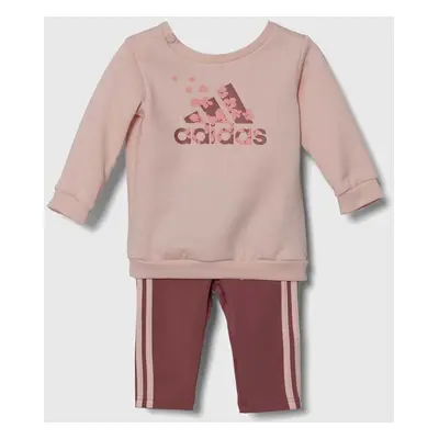 Kojenecká tepláková souprava adidas IG FLWR LEG SET růžová barva, IV7387