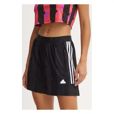 Kraťasy adidas Tiro dámské, černá barva, vzorované, high waist, IX3502