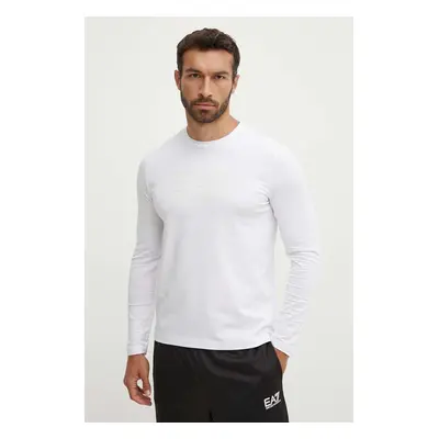 Tričko s dlouhým rukávem EA7 Emporio Armani bílá barva, s potiskem, PJVQZ.6DPT64