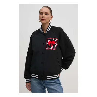 Bomber bunda Dkny černá barva, přechodná, oversize, D2E4A109