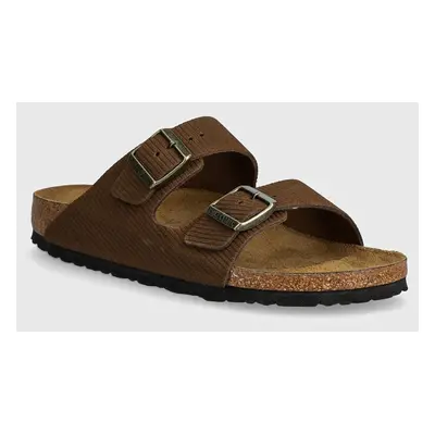 Semišové pantofle Birkenstock Arizona dámské, hnědá barva, 1028264