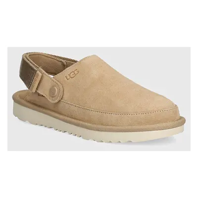 Dětské semišové papuče UGG GOLDENSTAR CLOG černá barva