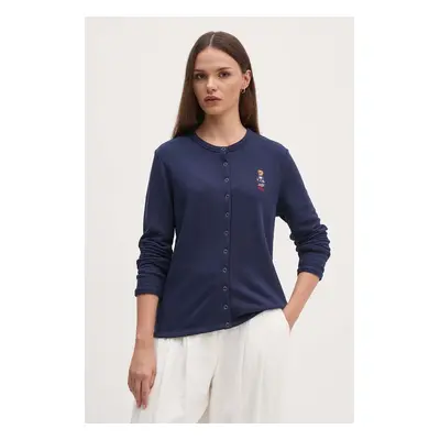 Kardigan Polo Ralph Lauren dámský, tmavomodrá barva, lehký, 211955298