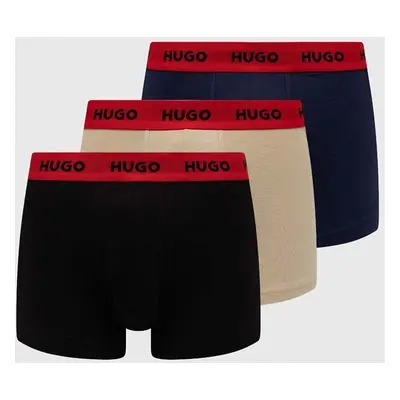 Boxerky HUGO 3-pack pánské, červená barva, 50517878