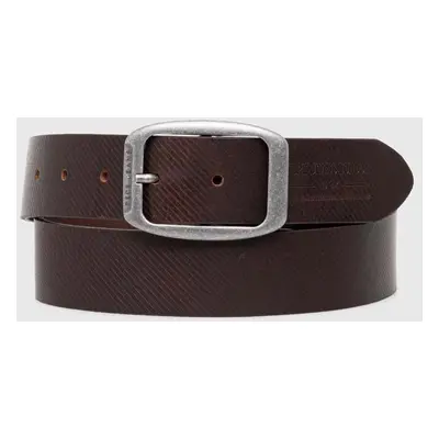 Kožený pásek Pepe Jeans WADE BELT pánský, hnědá barva, PM021025