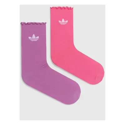 Dětské ponožky adidas Originals 2-pack dámské, růžová barva, IX7650