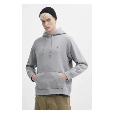 Bavlněná mikina Gramicci One Point Hooded Sweatshirt pánská, šedá barva, s kapucí, hladká