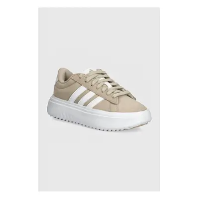 Semišové sneakers boty adidas Grand Court Platform béžová barva, IH2408