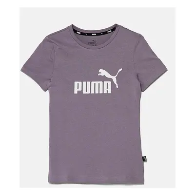 Dětské bavlněné tričko Puma fialová barva