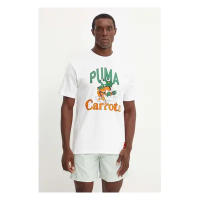 Bavlněné tričko Puma PUMA X CARROTS Graphic Tee bílá barva, s potiskem, 627443