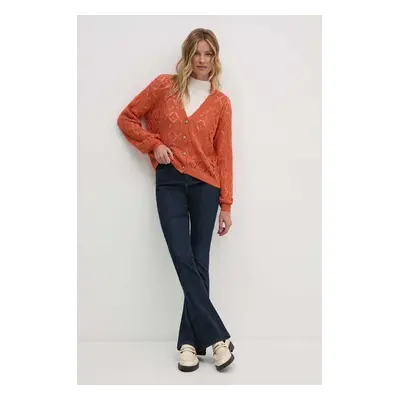 Svetr Pepe Jeans HAILEY CARDIGAN dámský, oranžová barva, lehký, PL702218