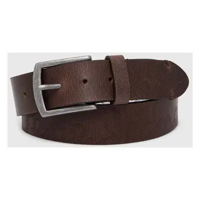 Kožený pásek Pepe Jeans PALMER BELT pánský, hnědá barva, PM021024