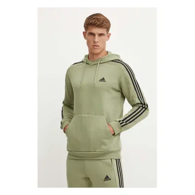 Mikina adidas Essentials pánská, zelená barva, s kapucí, s aplikací, JI6425