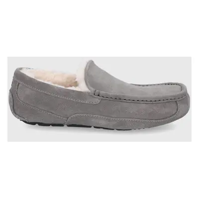 Kožené papuče UGG Ascot šedá barva, 1101110-GREY