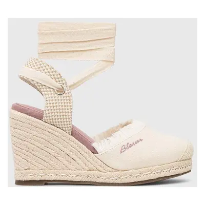 Espadrilky Blauer Wells béžová barva, na klínku, S3WELLS01