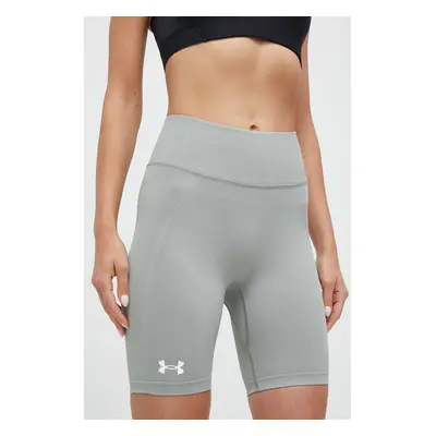 Tréninkové šortky Under Armour zelená barva, hladké, high waist, 1379151