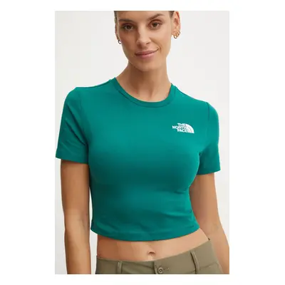 Tričko The North Face Crop S/S Tee zelená barva, NF0A55AONL11