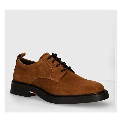 Semišové polobotky Tommy Hilfiger LIGHT HILFIGER LWT SUEDE SHOE pánské, hnědá barva, FM0FM05088