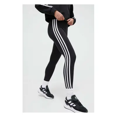 Legíny adidas Originals 3-Stripe Leggings dámské, černá barva, s aplikací, IP2968