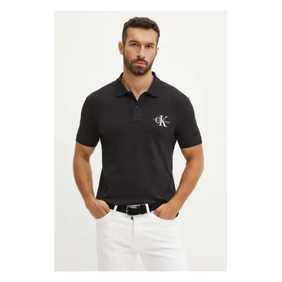 Polo tričko Calvin Klein Jeans černá barva, s aplikací, J30J325664