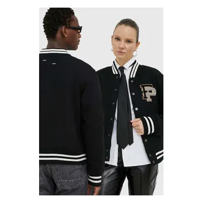 Vlněná bomber bunda Filling Pieces Varsity Jacket černá barva, přechodná, oversize, 81422201863