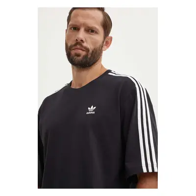 Bavlněné tričko adidas Originals Oversize Tee černá barva, s aplikací, IZ1832