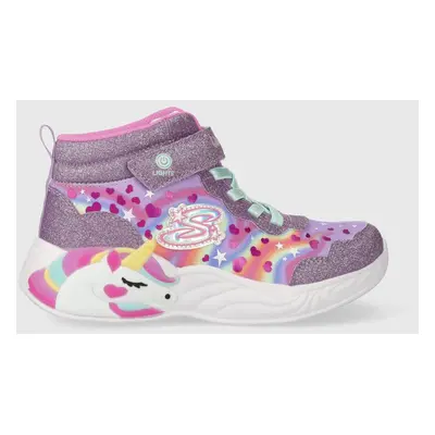 Kožené sneakers boty Skechers UNICORN DREAMS fialová barva