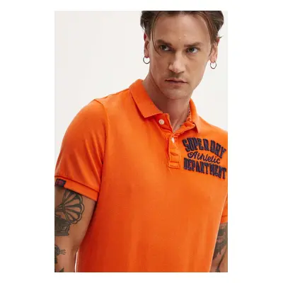 Bavlněné polo tričko Superdry oranžová barva, s aplikací, M1110396A-TSW