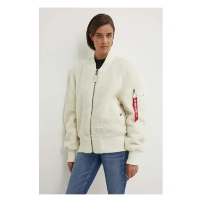 Bomber bunda Alpha Industries Ma-1 Teddy béžová barva, přechodná, oversize, 108102.16-cream