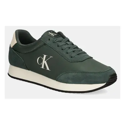 Sneakers boty Calvin Klein Jeans RETRO RUNNER ICONIC SNK zelená barva, YM0YM01119